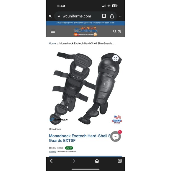 Monadnock Exotech Hard-shell Shin Guards Size Medium-Large - Picture 6 of 6